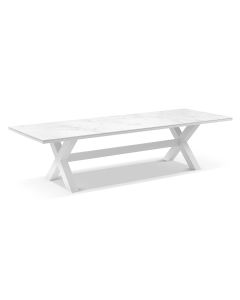 "Montego Bay" Hamptons Style Outdoor Ceramic & Aluminium Dining Table White, L300m x D100cm (RRP $2999)