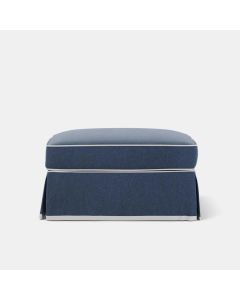 Noosa Hamptons Ottoman Navy White Piping D 83cm W 83cm H 45cm (RRP $799)
