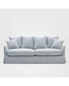 Noosa Hamptons 3 Seat Queen Sofa Bed Beach with White Piping, W 221cm D 91cm H 80cm (RRP $4499)