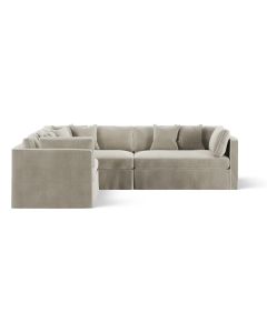 Marbella Modular Sofa Natural with White Piping Left, W 300 D 250 H 85cm (RRP $6149)