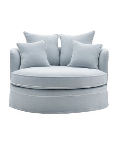 Noosa Hamptons Snuggle Chair Beach with White Piping, L 135cm W 135cm H 80cm (RRP $2999)