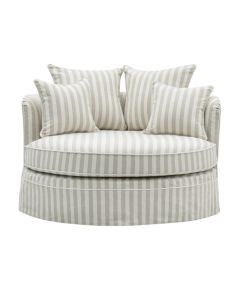 Noosa Hamptons Snuggle Chair Natural Stripe, L 135cm W 135cm H 80cm (RRP $2999)