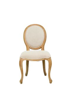 Louis VX1 Shield Back Oak & Linen Dining Chair, 50cm x 65 x 97cm (RRP $749)