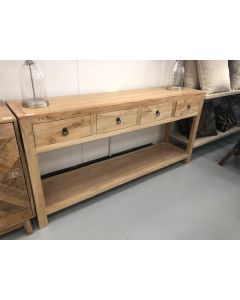 "Kingscliff" Recycled Elm Timber 4 Drawer Hall Table, 174cm x 40cm x 84cm (RRP $1999)