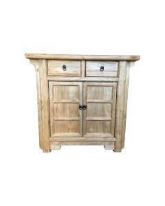 "Kingscliff" Recycled Elm Timber 2 Drawer 2 Door Cabinet, 90cmW x 40cmD x 85cmH (RRP $1099)