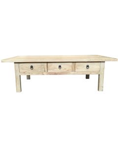 "Kingscliff" Recycled Elm Timber Coffee Table with drawers, 150cm x 75cm x 45cm (RRP $1499)