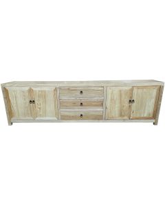 "Kingscliff" Recycled Elm Timber 4 Door TV Entertainment Unit, 250cm x 42cm x 70cm (RRP $3499)