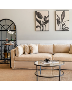 Marbella 4 Seat Sofa Natural with White Piping, W 300 D 100 H 85cm (RRP $3859)