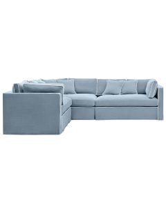 Marbella Modular Sofa Beach W/White Piping Left, W 150 D 100 H 85cm (RRP $6149)