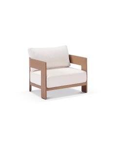 "Marlo" Superior Comfort Premium Quality Aluminium 1 Seater Outdoor Armchair – Mahogany / Bone L80cm x D80cm x H61cm (RRP $1199)