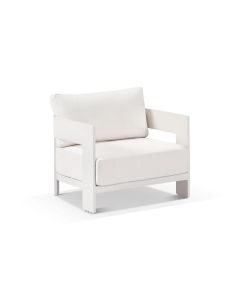 "Marlo" Superior Comfort Premium Quality Aluminium 1 Seater Outdoor Armchair – White / Bone L80cm x D80cm x H61cm (RRP $999)