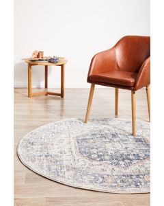 Mayfair Lorissa Hamptons Style Indoor Rug Blue Round
