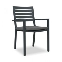 "Sorrento" Resort Style Outdoor Aluminium Dining Chair Gunmetal, Grey Seat Cushion (RRP $249)