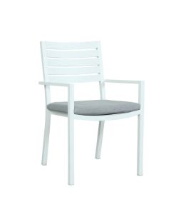 "Sorrento" Resort Style Outdoor Aluminium Dining Chair in White, Grey Seat Cushion (RRP $249)