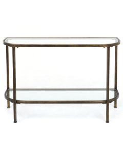 Palladium 120cm Curved Glass Console Table Brass, W 120cm D 38.5cm H 80.5cm (RRP $599)