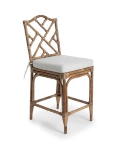 Chippendale Hamptons Style Kitchen Counter Bar Stool Mud Grey, W 46cm D 55cm H 110cm (RRP $1299)