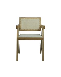 Lexi Scissor Leg Armchair Oak Frame Natural Fabric, W 53cm x D 56cm x H 80cm (RRP $349)