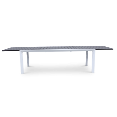 "Bayview" Hamptons Style Extension Dining Table in White and Grey Inset Top, 230/345cmL x 104cmW x 75.5cmH