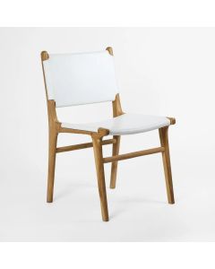 Marvin Leather Dining Chair White, D 55cm W 51cm H 87cm (RRP $899)