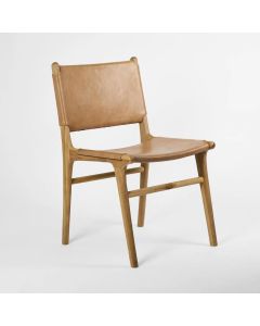 Marvin Leather Dining Chair Toffee, D 55cm W 51cm H 87cm (RRP $899)