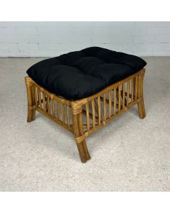 "Long Island" Lounge Foot Stool in Teak Cane with Black Covers (RRP $349)