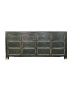 "Opium" Resort Style Recycled Timber Sideboard Buffet, Distressed Black 190 x 43 x 87 CM (RRP $3499)