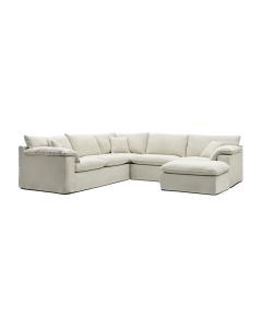 Norfolk 5 Seater Modular Corner Sofa Lounge with Reversible Chaise Removable Slip Cover Beige, W300cm x D300cm x H94cm (RRP $7999)