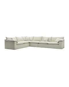 Norfolk 6 Seater Modular Corner Sofa Lounge Removable Slip Cover Beige, W389cm x D300cm x H94cm (RRP $8999)