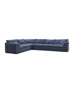 Norfolk 6 Seater Modular Corner Sofa Lounge Removable Slip Cover Navy with White Piping, W389cm x D300cm x H94cm (RRP $8999)