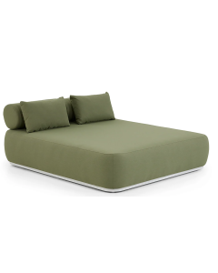 “Norfolk” Superior Comfort Premium Quality Outdoor Aluminium Double Sun Lounge Daybed – White / La Palma Green L182 x W160 x H69 CM (RRP $3499)