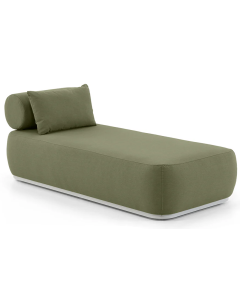 “Norfolk” Superior Comfort Premium Quality Outdoor Aluminium Single Sun Lounge with Side Table – White / La Palma Green L182 x W90 x H69 CM (RRP $2199)