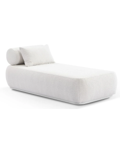 “Norfolk” Superior Comfort Premium Quality Outdoor Aluminium Single Sun Lounge – White / Boucle Cream L182 x W82 x H69 CM (RRP $1999)