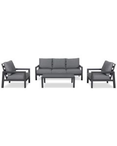 "Avoca" Resort Style Outdoor Aluminium 4 Piece Lounge Setting Charcoal (RRP $3499)