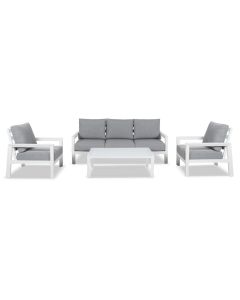"Avoca" Resort Style Outdoor Aluminium 4 Piece Lounge Setting, White (RRP $3499)