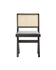 Lexi Scissor Leg Side Chair Black Frame Grey Fabric, W 53cm x D 56cm x H 81cm (RRP $329)