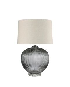 Linden Smoke Glass Table Lamp with Natural Linen Shade (RRP $395)