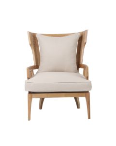 Jackman Coastal Oakwood and Linen Armchair Natural, W 84.5cm D 80cm H 104.5cm (RRP $1399)