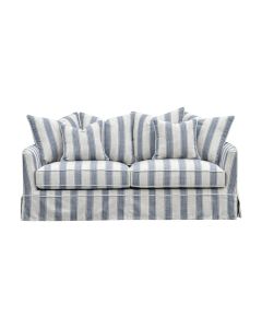 Noosa Hamptons 2.5 Seat Sofa Blue Sky Stripe, W 195cm D 91cm H 80cm (RRP $2699)