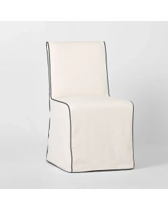 Clifton Dining Chair with Slip Cover Ivory w/ Navy Piping (RRP $599)