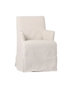 Collaroy Dining Chair w/Arms with Slip Cover Beige Stripe, L 59cm W 58cm H 87cm (RRP $799)