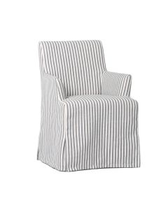 Collaroy Dining Chair w/Arms with Slip Cover Blue Stripe, D 59cm W 58cm H 87cm (RRP $799)