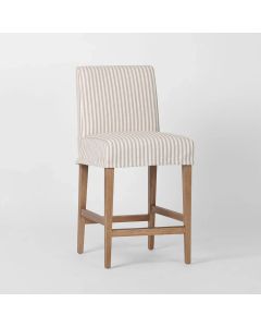 Collaroy Counter Stool with Slip Cover Beige Stripe, D 45cm W 56cm H 96cm (RRP $749)