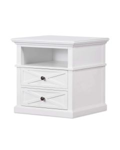 Sorrento Hamptons Medium 2 Drawer Bedside Table White, W 65cm D 60cm H 65cm (RRP $799)
