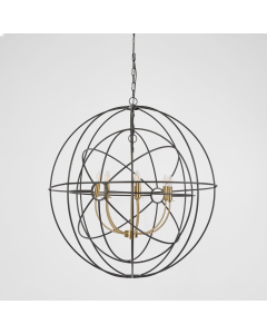 Large Black & Brass Iron Orb Pendant (RRP $1384)