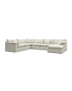 Norfolk 6 Seater Modular Corner Sofa Lounge with Reversible Chaise Removable Slip Cover Beige, W389cm x D300cm x H94cm (RRP $9999)