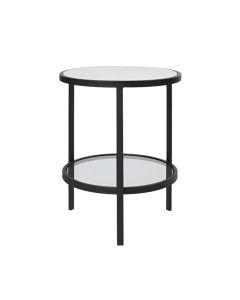 Palladium Black Iron Marble & Glass Side Table, L 50cm W 50cm H 60cm (RRP $699)