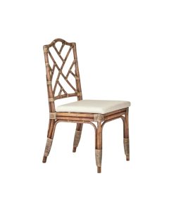 Dynasty Hamptons Style British Colonial Dining Chair Natural, L 50cm W 57cm H 100cm (RRP $699)