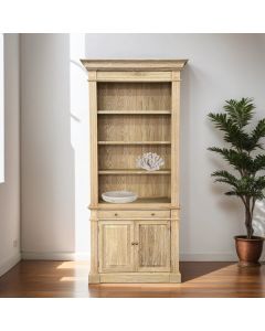 "Daydream" Hamptons Style Library One Bay Bookcase Whitewashed Oak, 108cmW x 45cmD x 230cmH (RRP $3999)