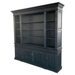 "Sanctuary" Hamptons Style Timber Bookcase Cabinet, Black 240 × 45 × 230 cm (RRP $7999)