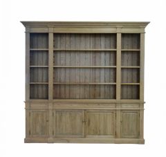 "Sanctuary" Hamptons Style Timber Bookcase Cabinet, Weathered Oak 240 × 45 × 230 cm (RRP $7999)